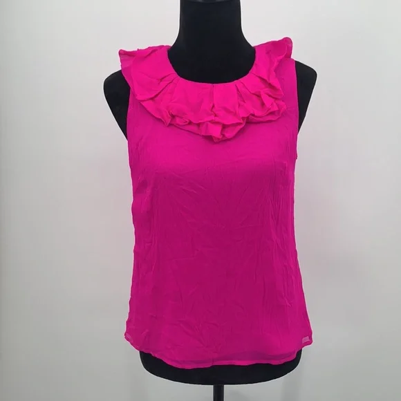 J. Crew top Tank size Small silk blouse Ruffle Collar - Picture 3 of 8